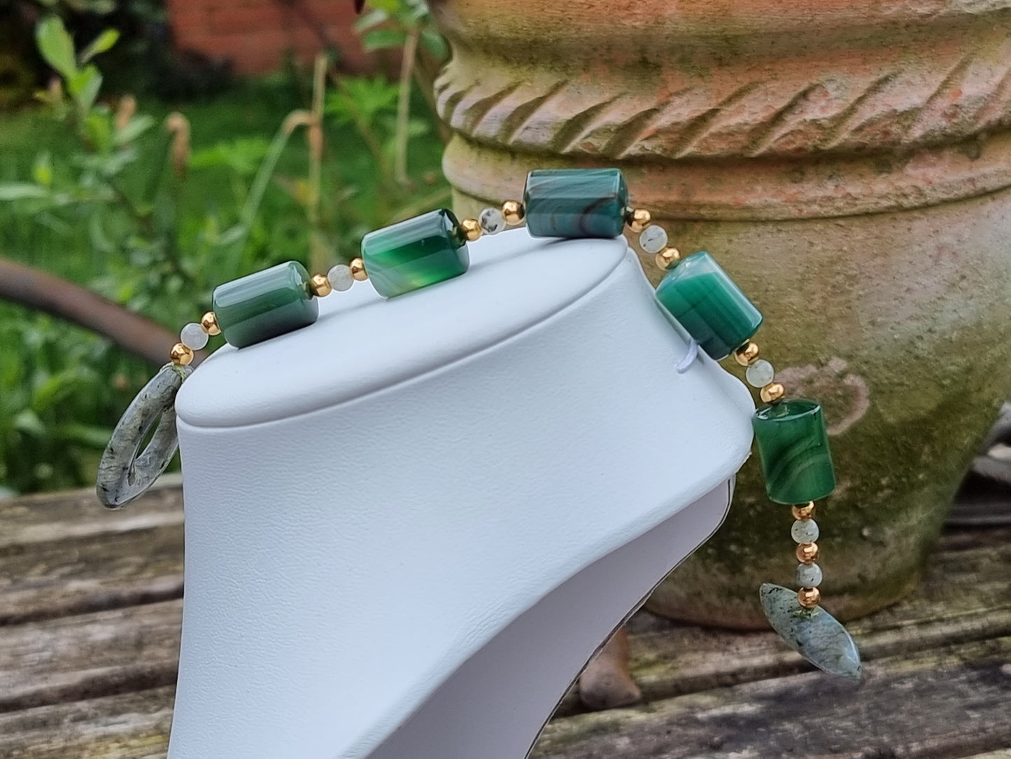 Sardonyx Agate and Labradorite Bracelet | Gold Plated | Toggle Clasp | Handmade Gemstone Bracelet | Boho Luxury