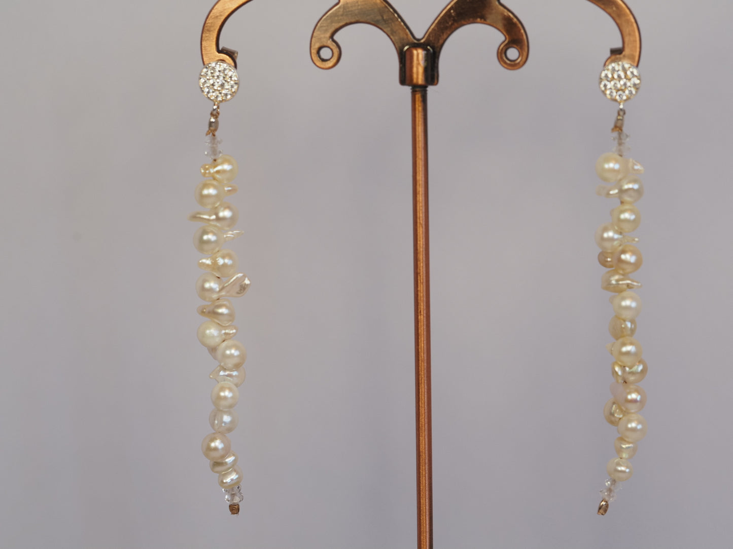Cascading Pearl Drop Earrings | Cleopatra Akoya Pearls | Sterling Silver Stud | Handmade Bridal Earrings