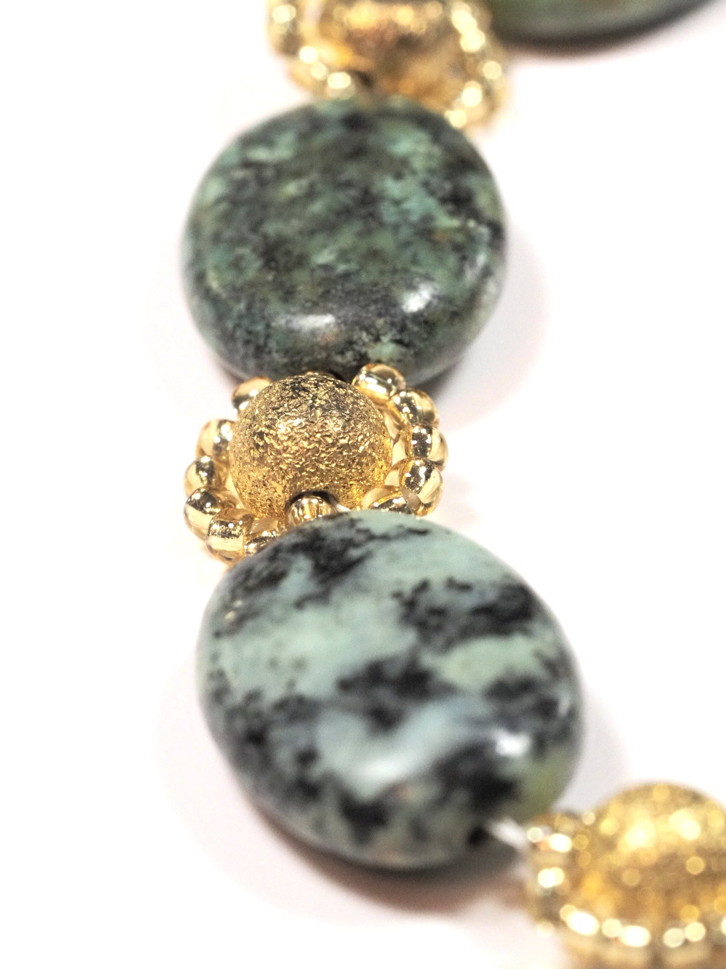 African Turquoise Jasper & Gold Bracelet | Semi Precious Stone | Gold Toggle Clasp | Handmade Ladies Bracelet | Boho Luxury