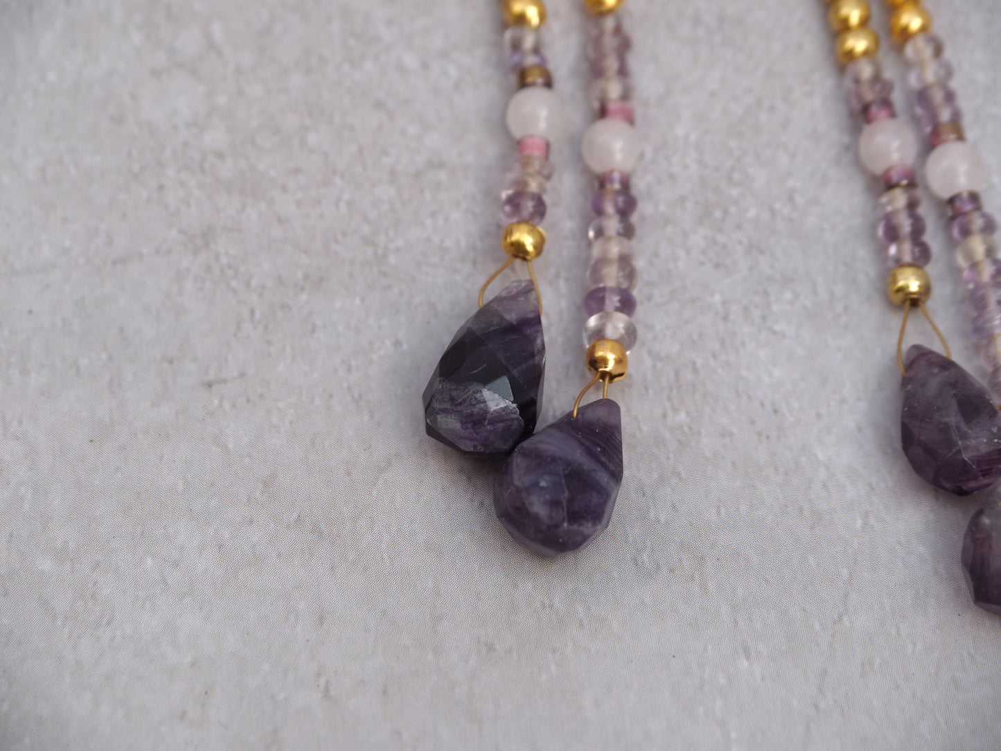 Anahi Ametrine and Blue John Fluorite Drop Earrings | Gold Connector | Lever-Back Ear Wires | Handmade Gemstone Earrings
