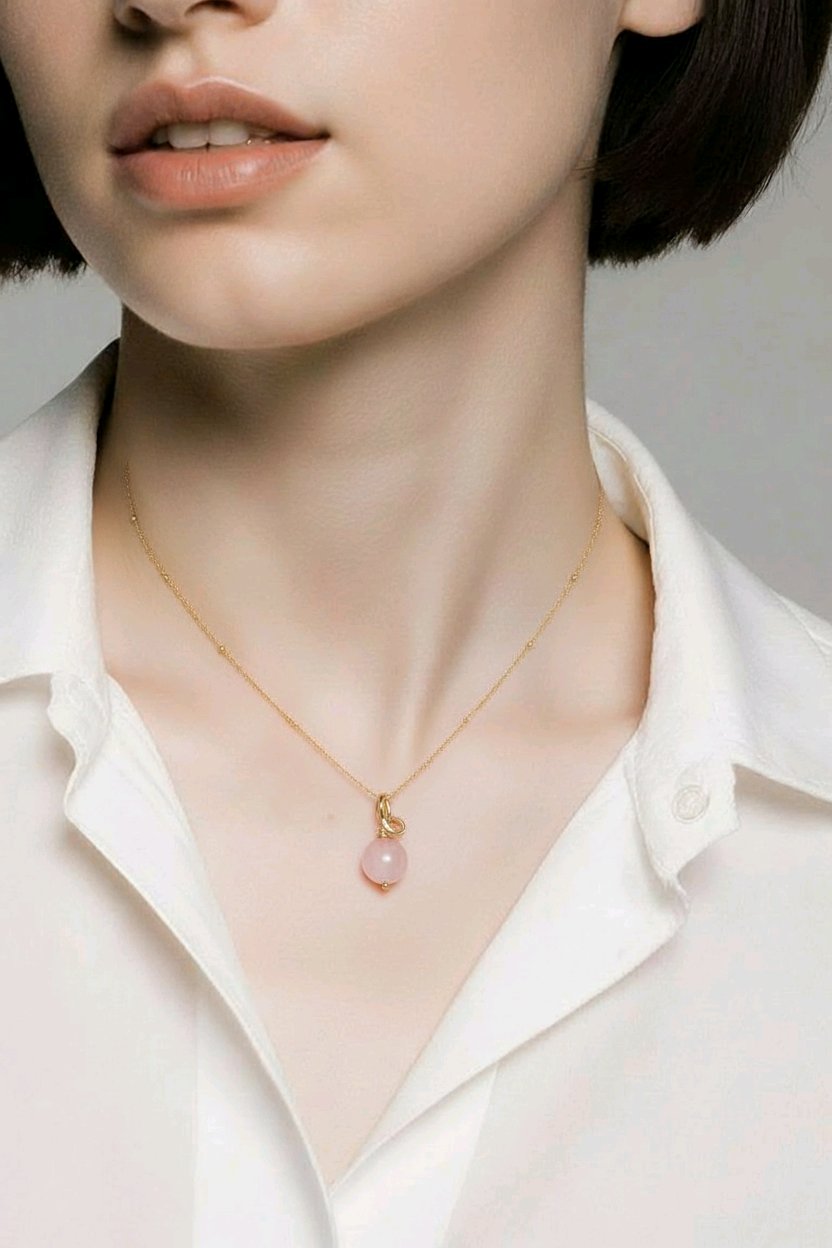 Kunzite and White Topaz Sterling Silver Pendant Necklace | 10ct Gemstones | Gold Plated 925 Silver | 18 Inch | Handmade Luxury Necklace