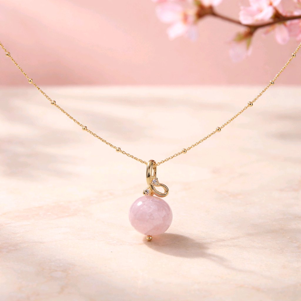 Kunzite and White Topaz Sterling Silver Pendant Necklace | 10ct Gemstones | Gold Plated 925 Silver | 18 Inch | Handmade Luxury Necklace