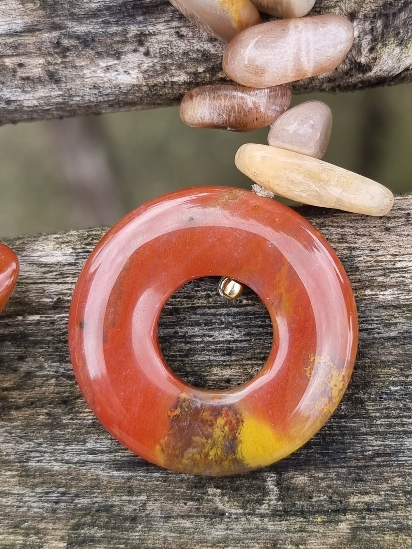 Mookaite and Sandstone Stretch Bracelet | Natural Stone Toggle Clasp | Handmade Gemstone Bracelet | Boho Luxury