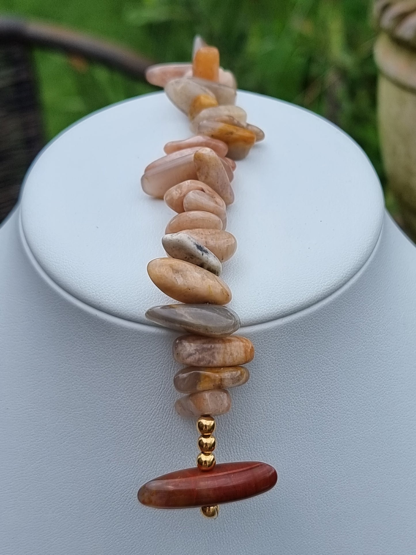 Mookaite and Sandstone Stretch Bracelet | Natural Stone Toggle Clasp | Handmade Gemstone Bracelet | Boho Luxury