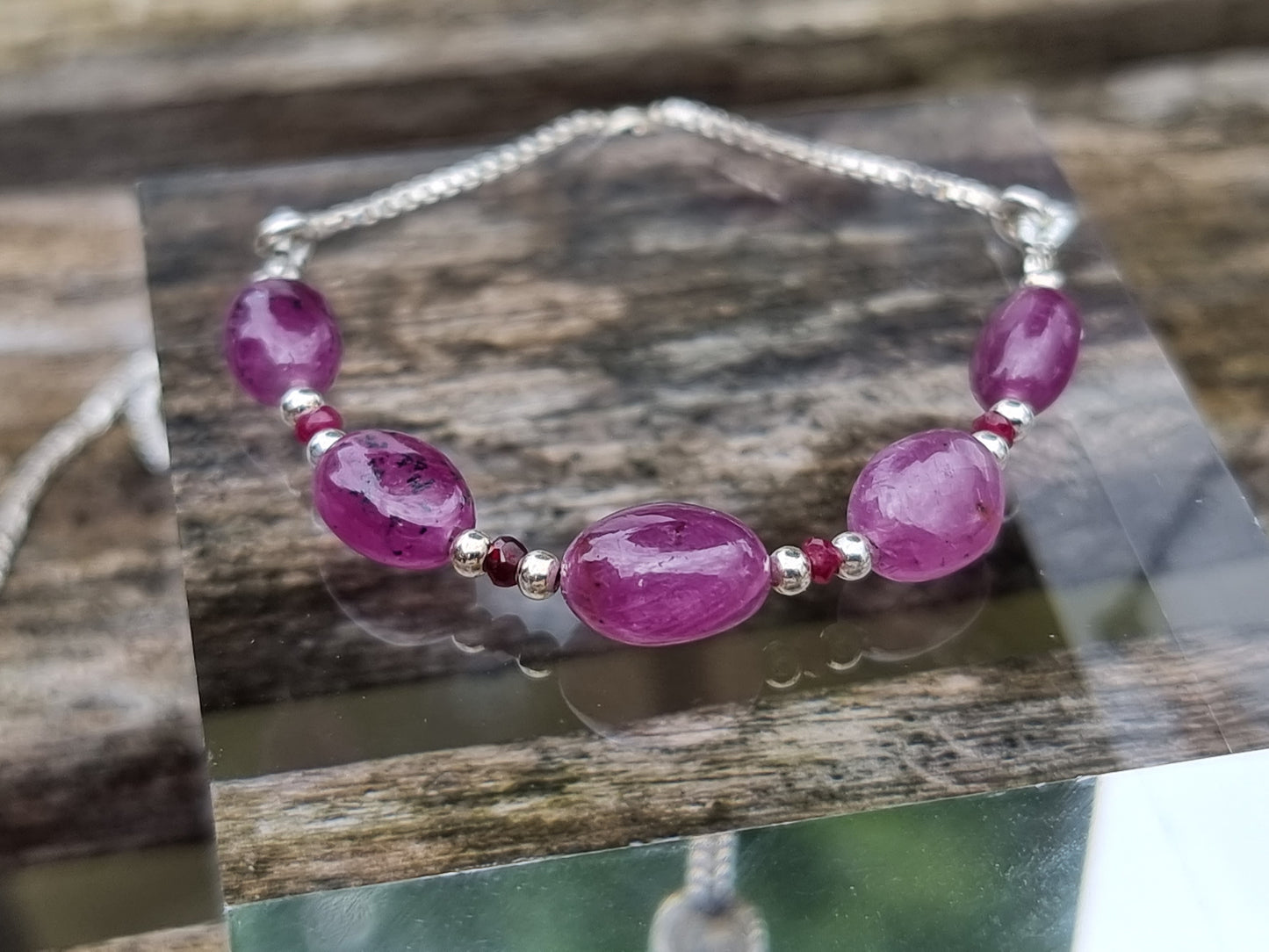 Natural Ruby and Sterling Silver Adjustable Bracelet | Guinea Mine Ruby | Handmade Gemstone Bracelet | Luxury Bracelet
