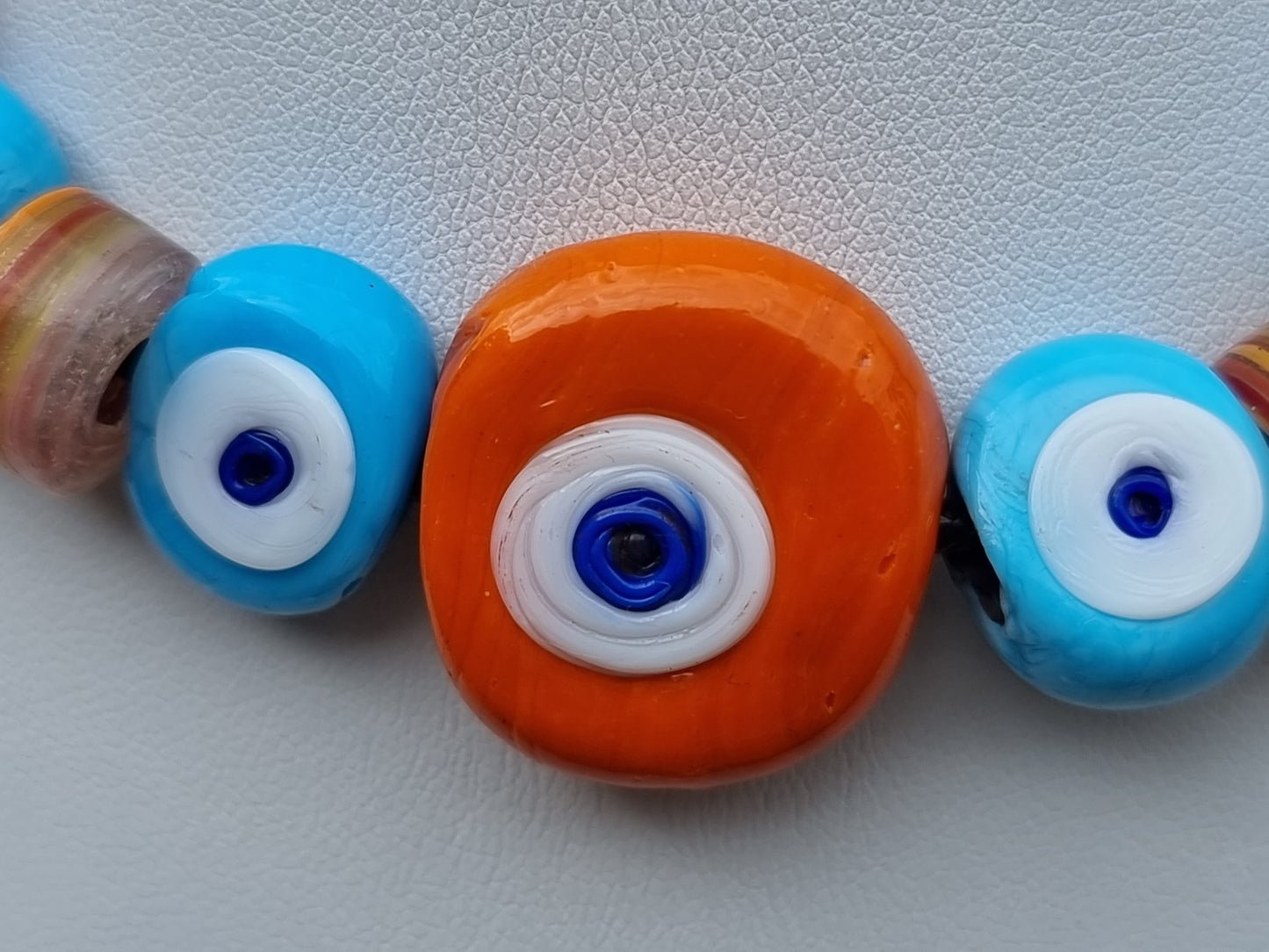 Turkish Glass Evil Eye Boho Necklace | Adjustable Cord Necklace | Handmade Glass Beads