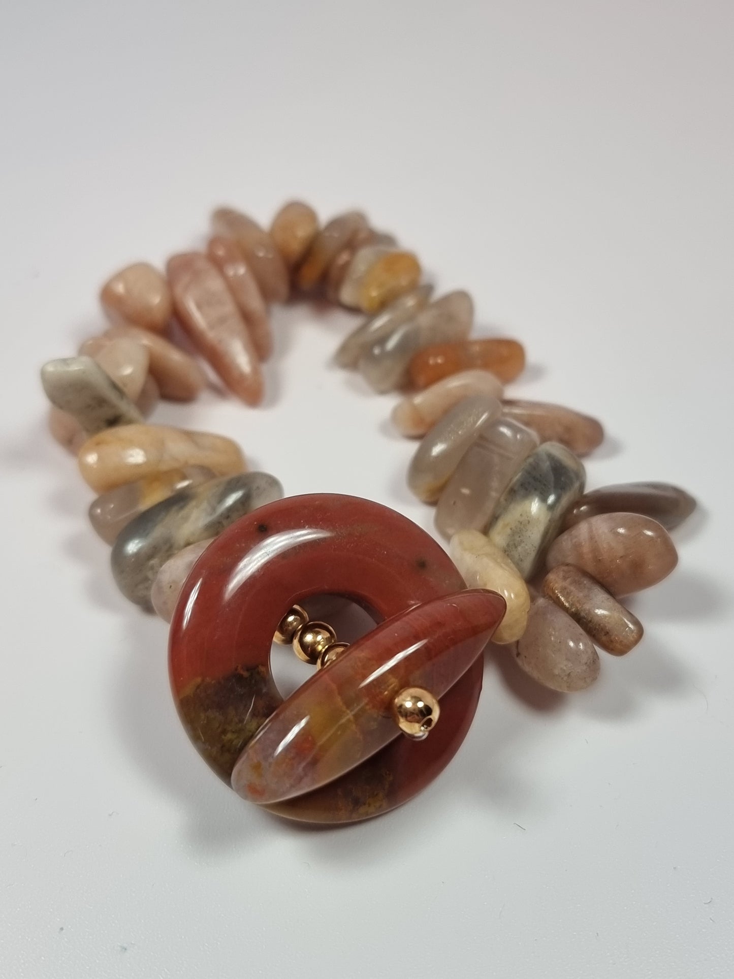 Mookaite and Sandstone Stretch Bracelet | Natural Stone Toggle Clasp | Handmade Gemstone Bracelet | Boho Luxury