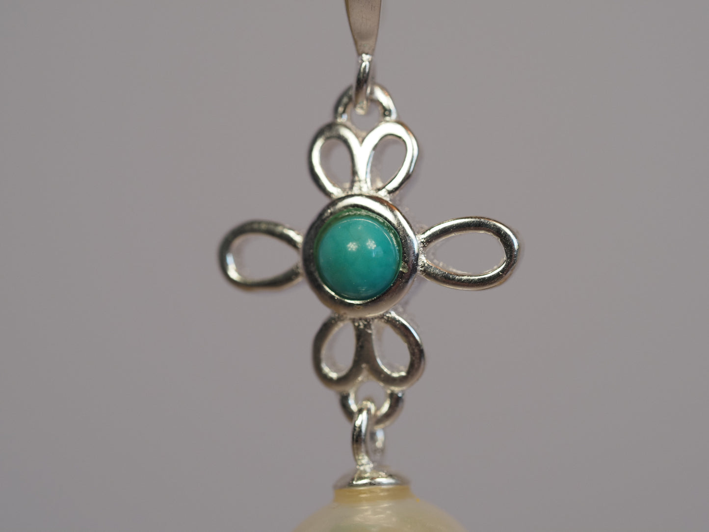 Sterling Silver Turquoise and Pearl Drop Earrings | Filigree Flower | Freshwater Pearl | 925 Silver
