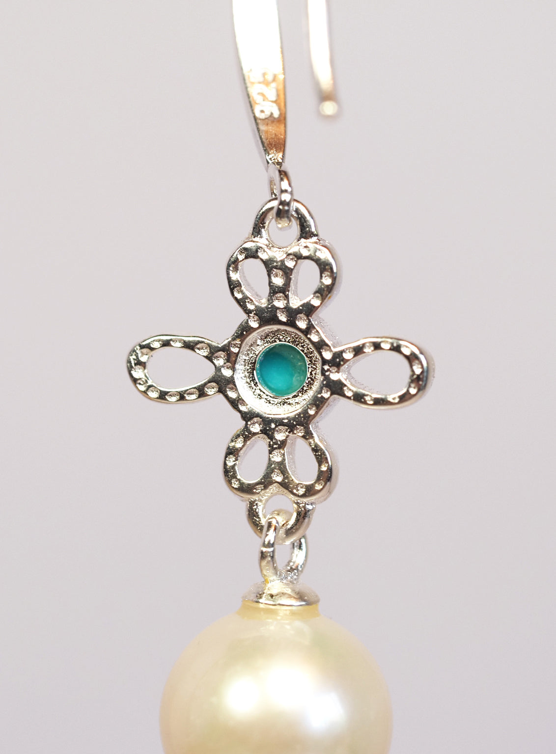 Sterling Silver Turquoise and Pearl Drop Earrings | Filigree Flower | Freshwater Pearl | 925 Silver