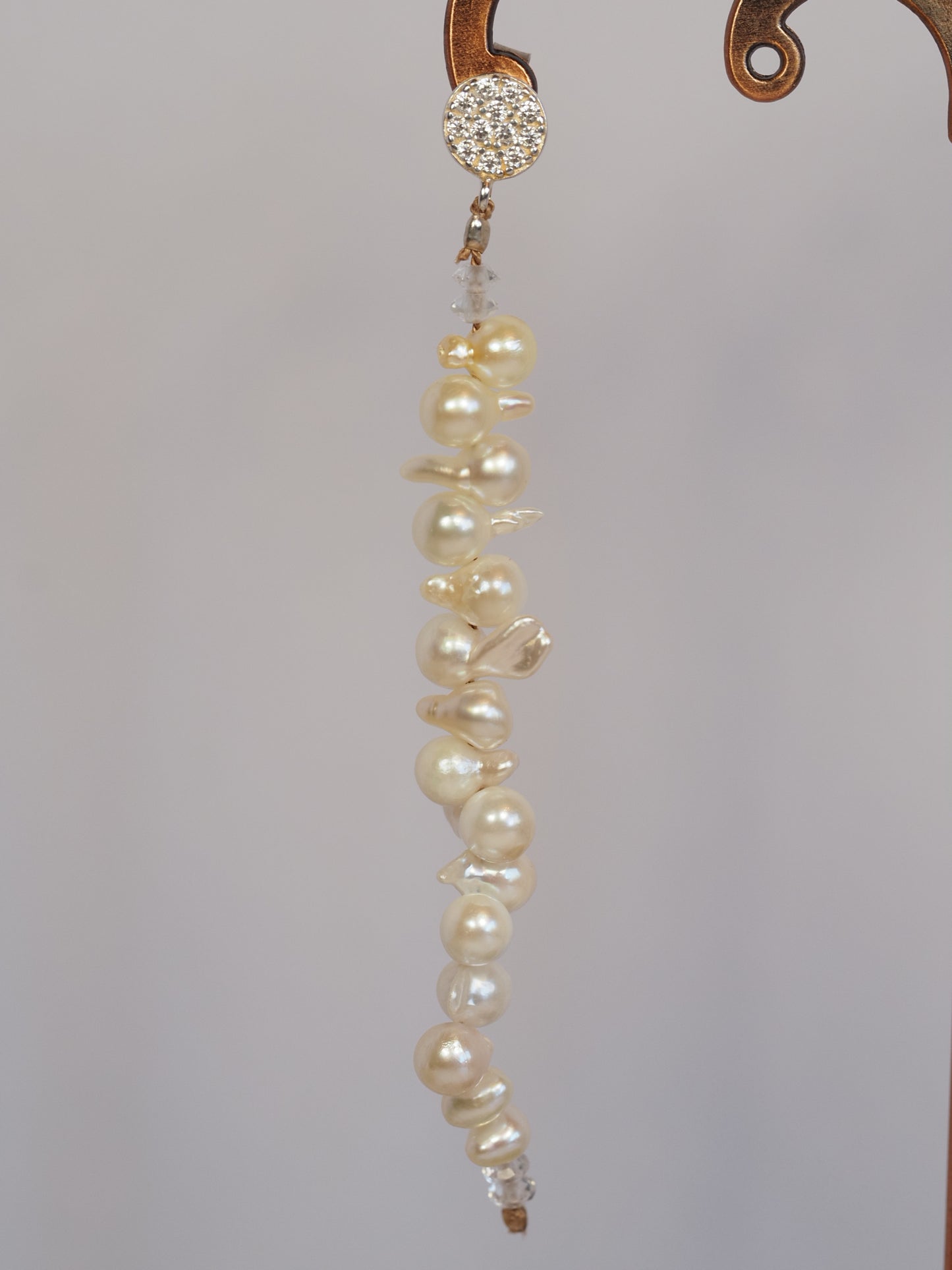 Cascading Pearl Drop Earrings | Cleopatra Akoya Pearls | Sterling Silver Stud | Handmade Bridal Earrings