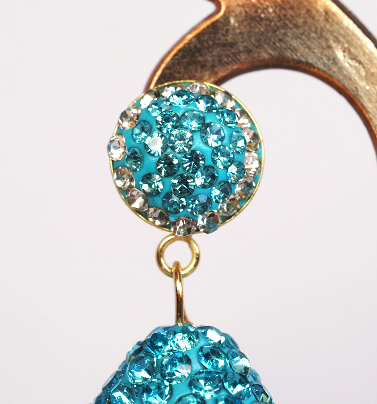 Aqua Teal and Pearl Drop Earrings | Freshwater Cultured Pearl | 925 Gold Plated | Rhinestone Statement Earrings