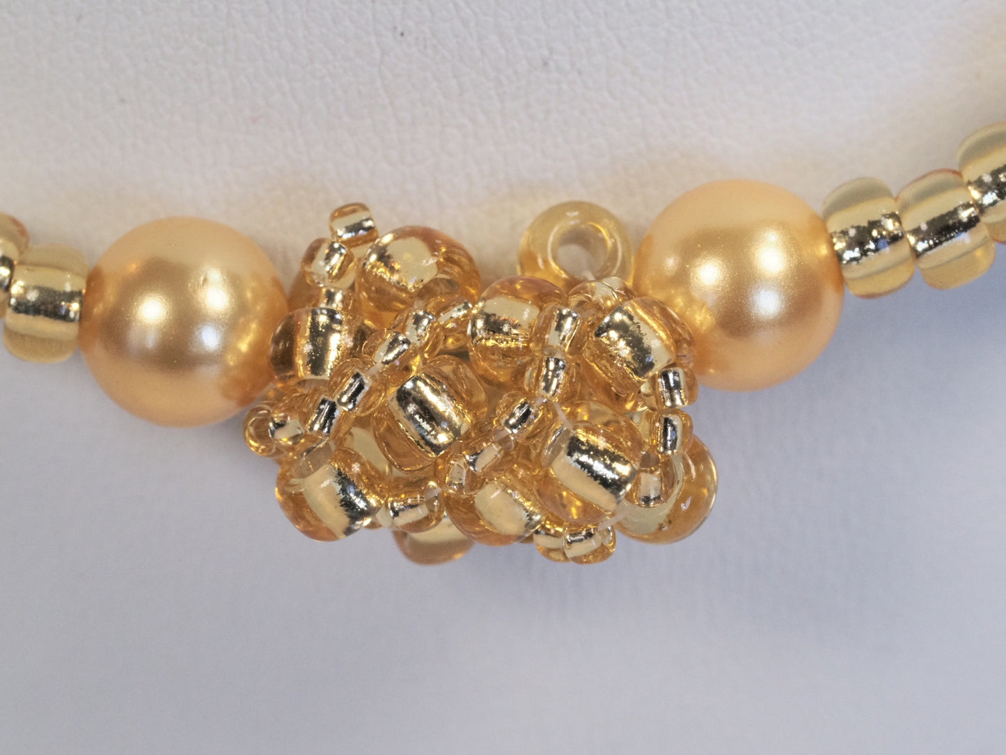 Gold Pearl and Seed Bead Station Necklace | Handwoven Bead Stations | Shell Pearls | Square Toggle Clasp | Handmade