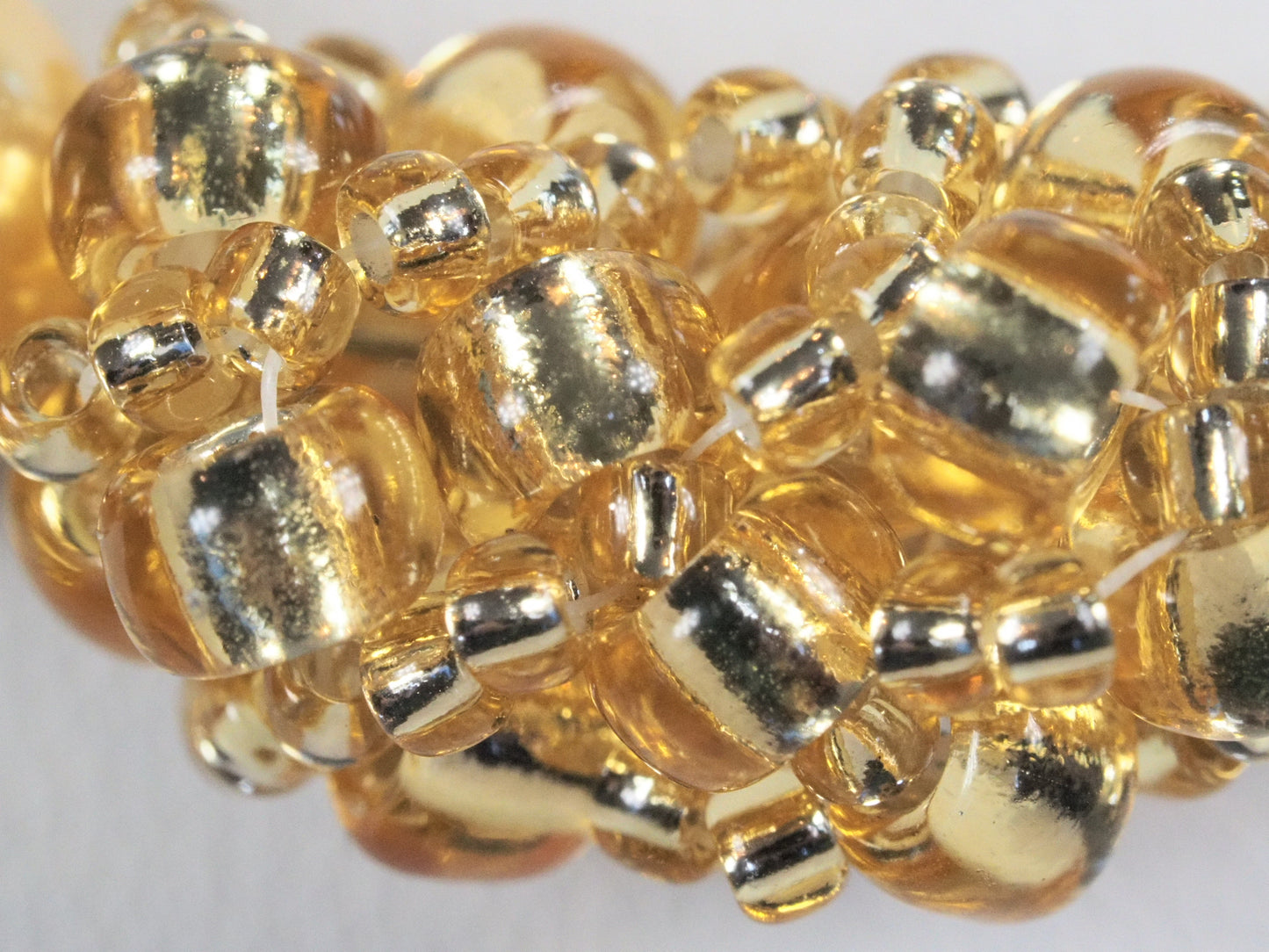 Gold Pearl and Seed Bead Station Necklace | Handwoven Bead Stations | Shell Pearls | Square Toggle Clasp | Handmade