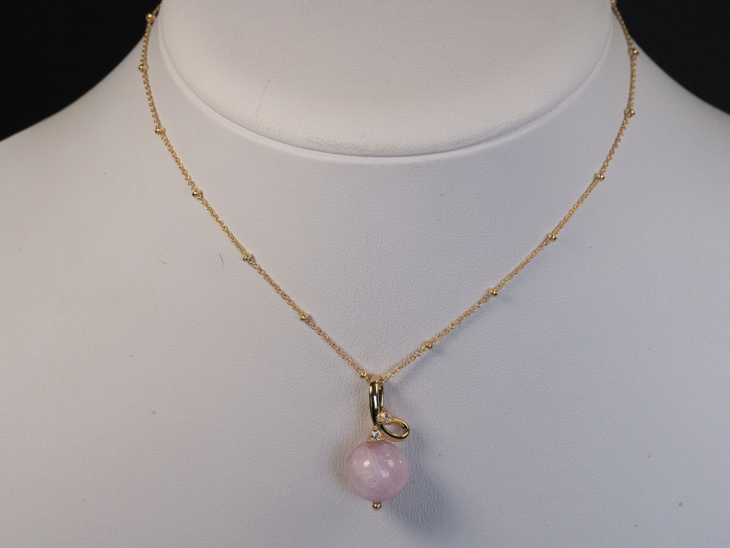 Kunzite and White Topaz Sterling Silver Pendant Necklace | 10ct Gemstones | Gold Plated 925 Silver | 18 Inch | Handmade Luxury Necklace
