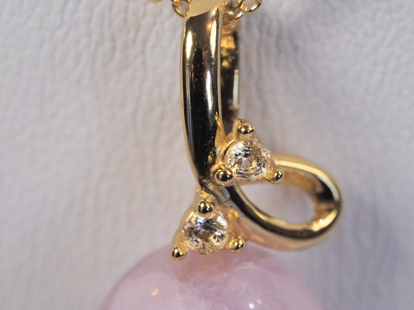 Kunzite and White Topaz Sterling Silver Pendant Necklace | 10ct Gemstones | Gold Plated 925 Silver | 18 Inch | Handmade Luxury Necklace