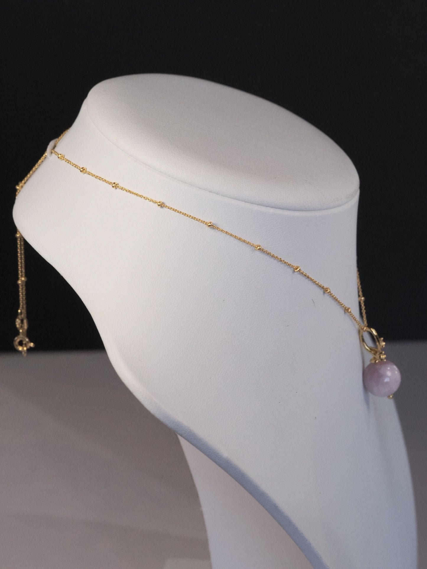Kunzite and White Topaz Sterling Silver Pendant Necklace | 10ct Gemstones | Gold Plated 925 Silver | 18 Inch | Handmade Luxury Necklace