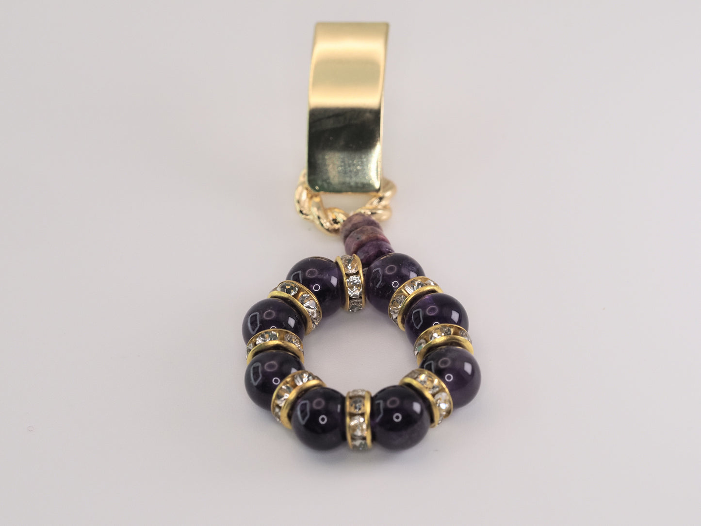 Amethyst and Purple Jasper Drop Earrings | Gold Plated Rhinestone Rondelles | Statement Stud Earrings | Handmade Gemstone Jewellery