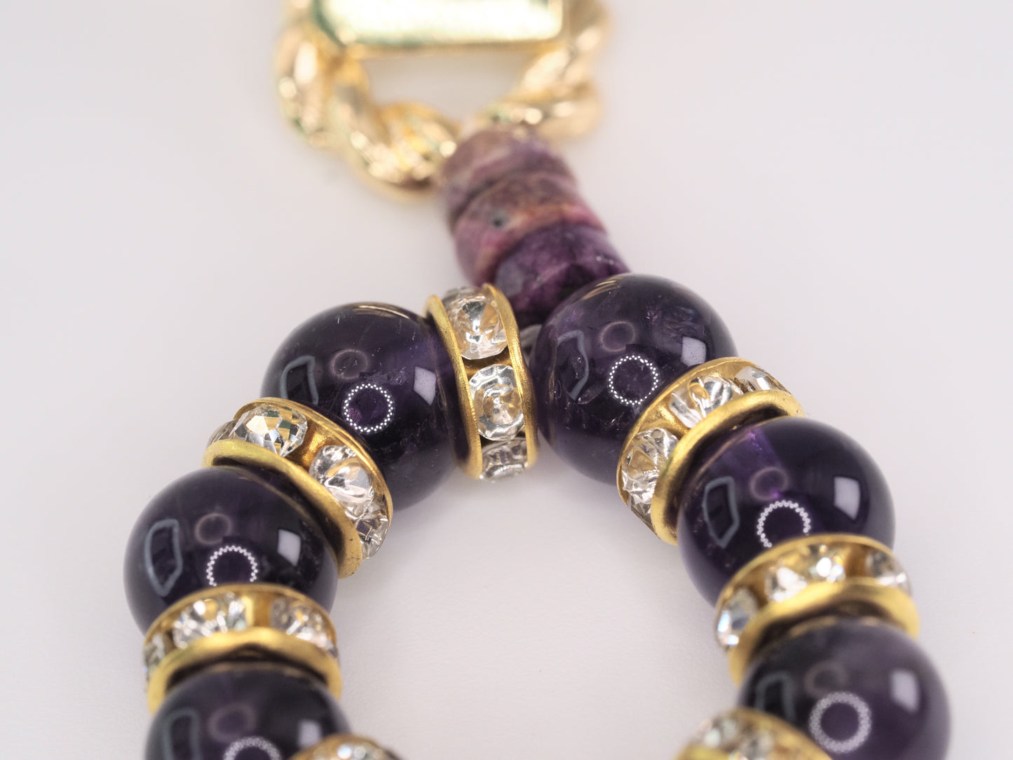 Amethyst and Purple Jasper Drop Earrings | Gold Plated Rhinestone Rondelles | Statement Stud Earrings | Handmade Gemstone Jewellery