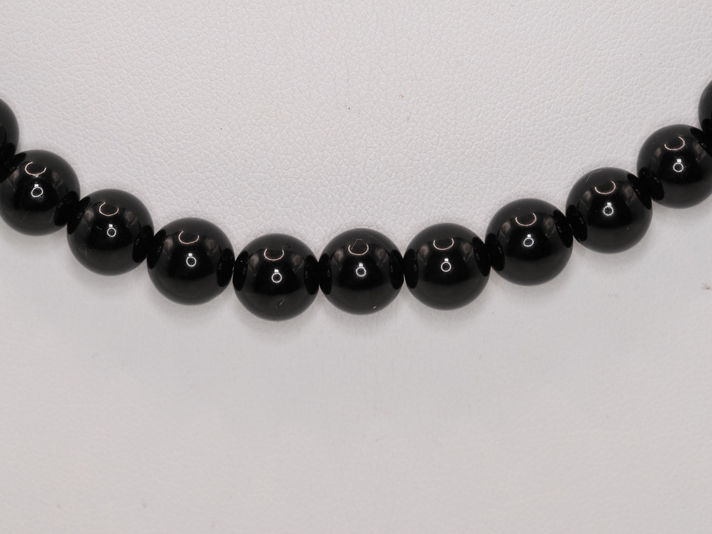 Black Onyx Bead Necklace | Gold Heart Toggle Clasp | 8mm Beads | 16 Inch | Handmade Gemstone Necklace