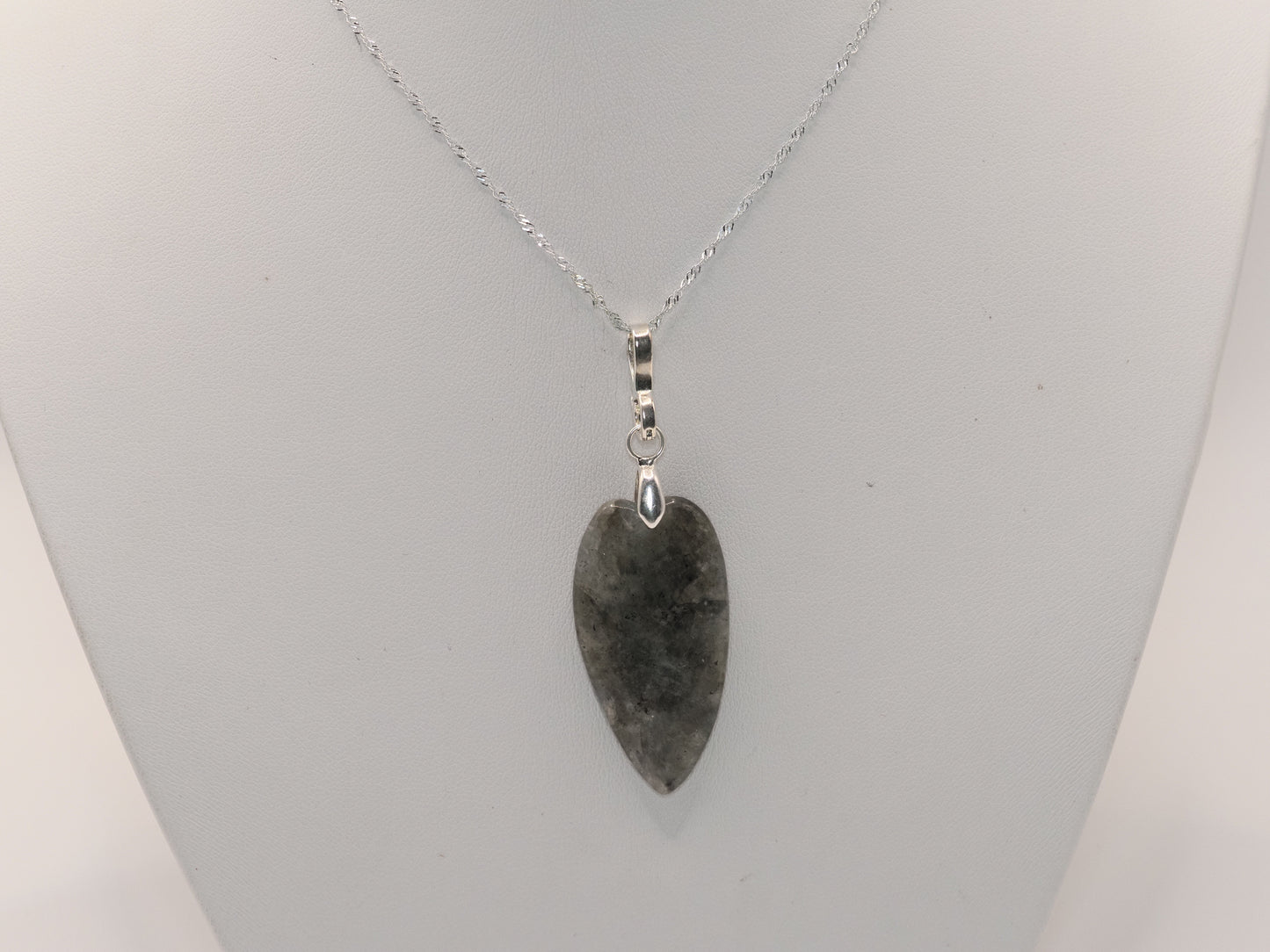 Interchangeable Gemstone Heart Pendant Set | Labradorite Rose Quartz & Amazonite | 925 Sterling Silver | 20 Inch Chain