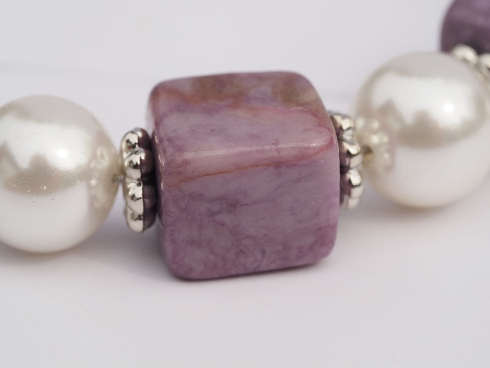 Bursa Jadeite & White Shell Pearl Bracelet | Sterling Silver Adjustable Slider | Silver Spacers | Handmade Gemstone Bracelet