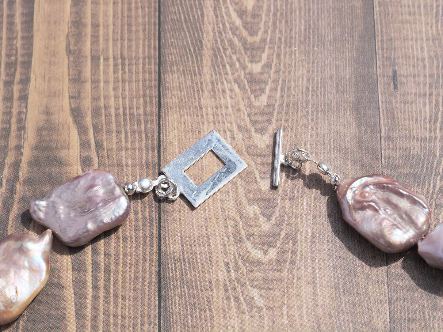 Baroque & Keshi Pearl Choker Necklace | White Baroque & Mauve Purple Freshwater Pearls | Sterling Silver Square Clasp | 16.5 Inch | Handmade Luxury