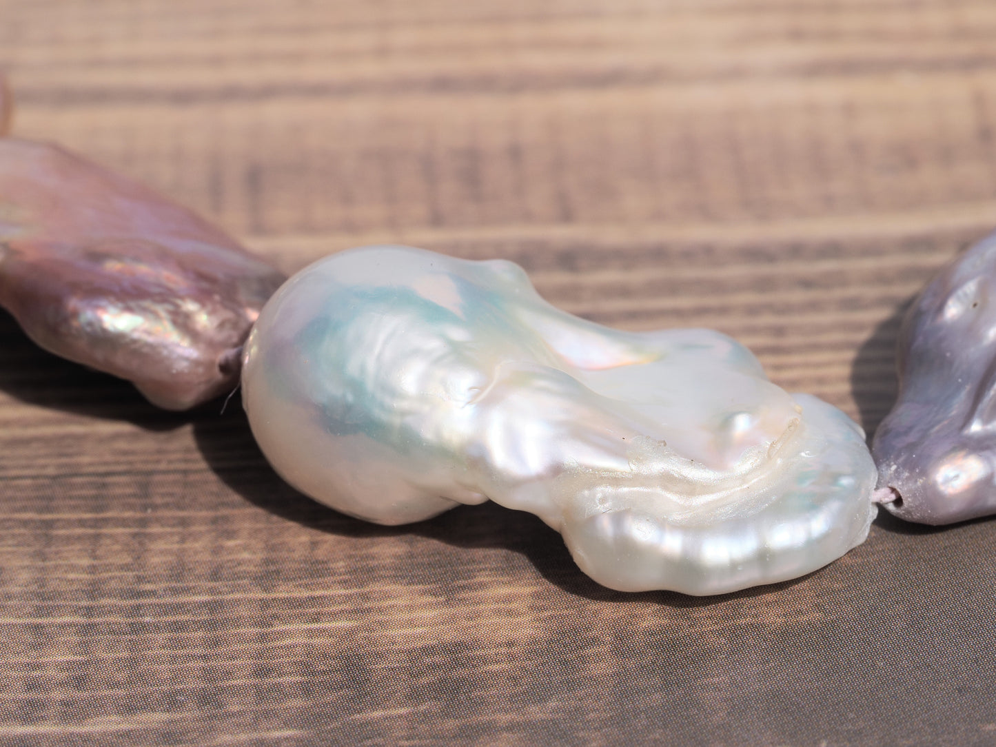 Baroque & Keshi Pearl Choker Necklace | White Baroque & Mauve Purple Freshwater Pearls | Sterling Silver Square Clasp | 16.5 Inch | Handmade Luxury