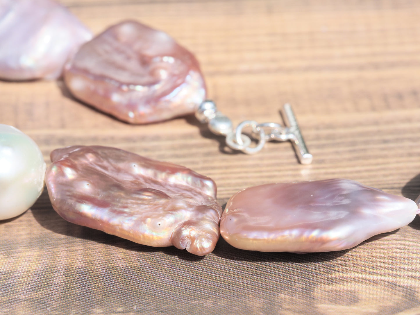 Baroque & Keshi Pearl Choker Necklace | White Baroque & Mauve Purple Freshwater Pearls | Sterling Silver Square Clasp | 16.5 Inch | Handmade Luxury
