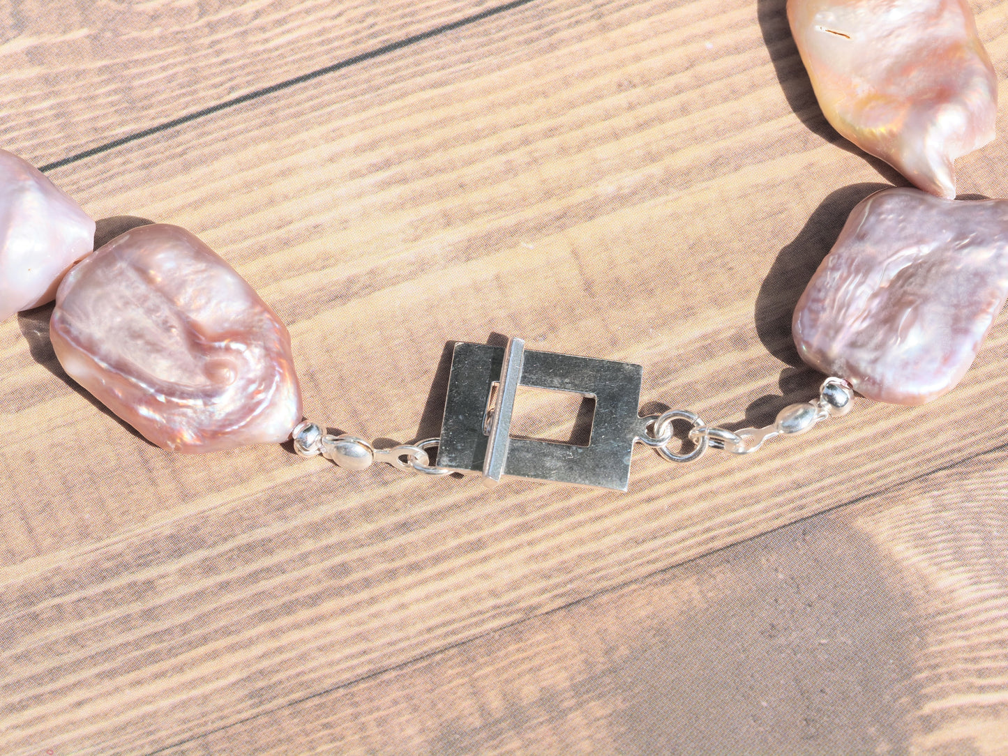 Baroque & Keshi Pearl Choker Necklace | White Baroque & Mauve Purple Freshwater Pearls | Sterling Silver Square Clasp | 16.5 Inch | Handmade Luxury