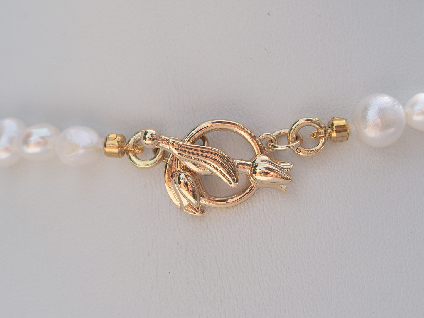 Freshwater Potato Pearl Necklace | Gold Electroplated Pearl Drop Pendant | Tulip Toggle Clasp | Handmade Bridal Necklace