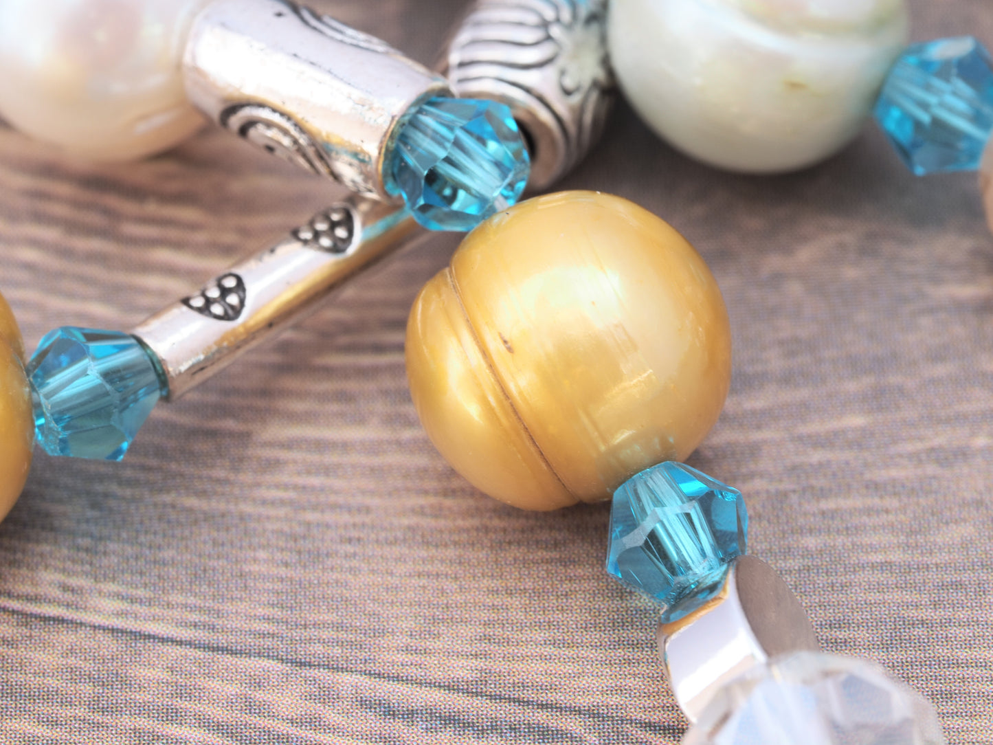 Long Beaded Lariat Wraparound Necklace | Keshi Pearls, Apatite & Crystal | Beaded Tassel Ends | Handmade Boho Luxury Statement Necklace