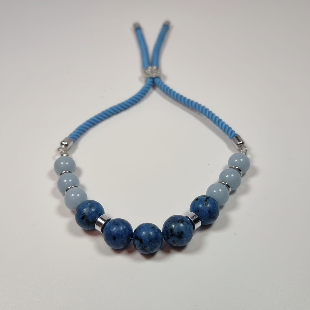 Angelite & Blue Jasper Bracelet - Bright White Background