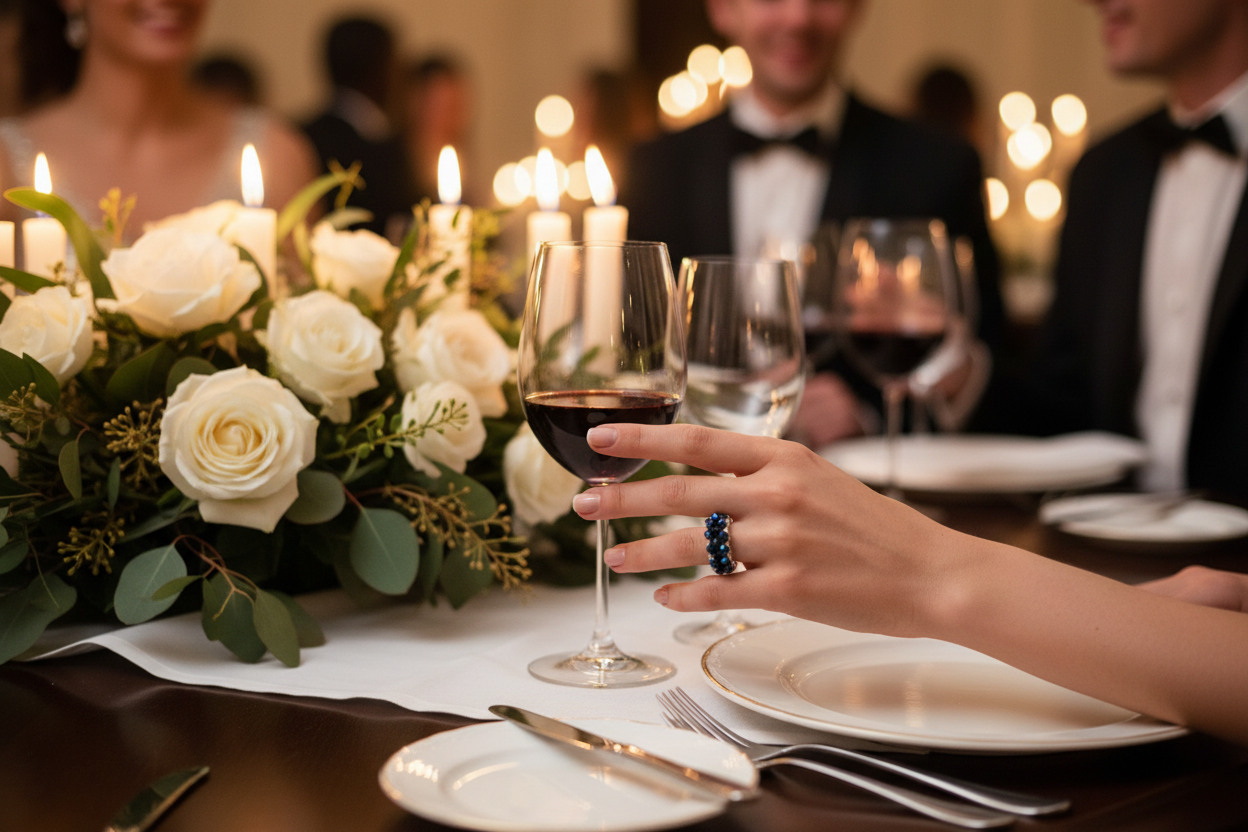 Blue Beaded Ring Dinner Party