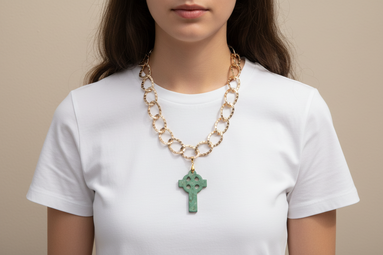 Celtic Cross Necklace with Smaller Links