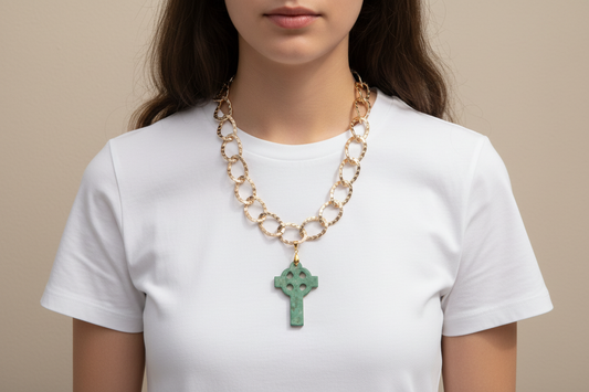 Celtic Cross Necklace with Smaller Links