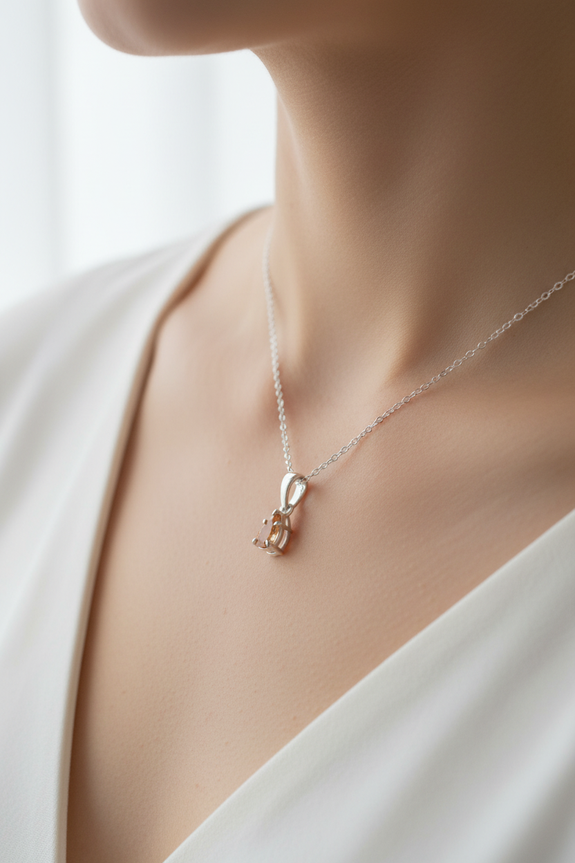 Mandarin Garnet Pendant on Neckline