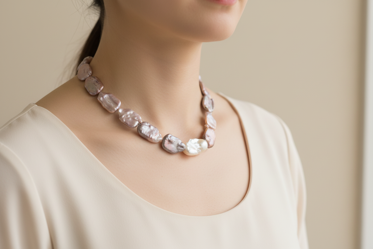 Pearl Choker on Neckline